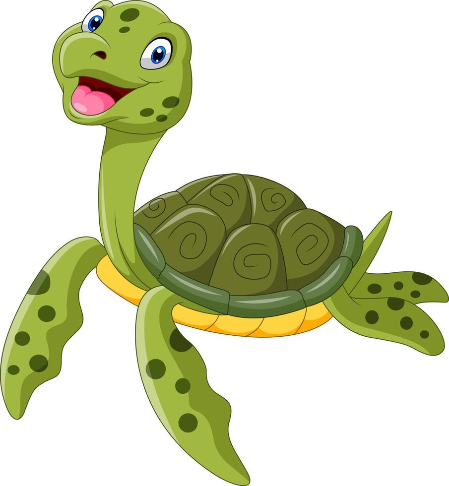 tortue de dessin animé mignon une natation vecteur