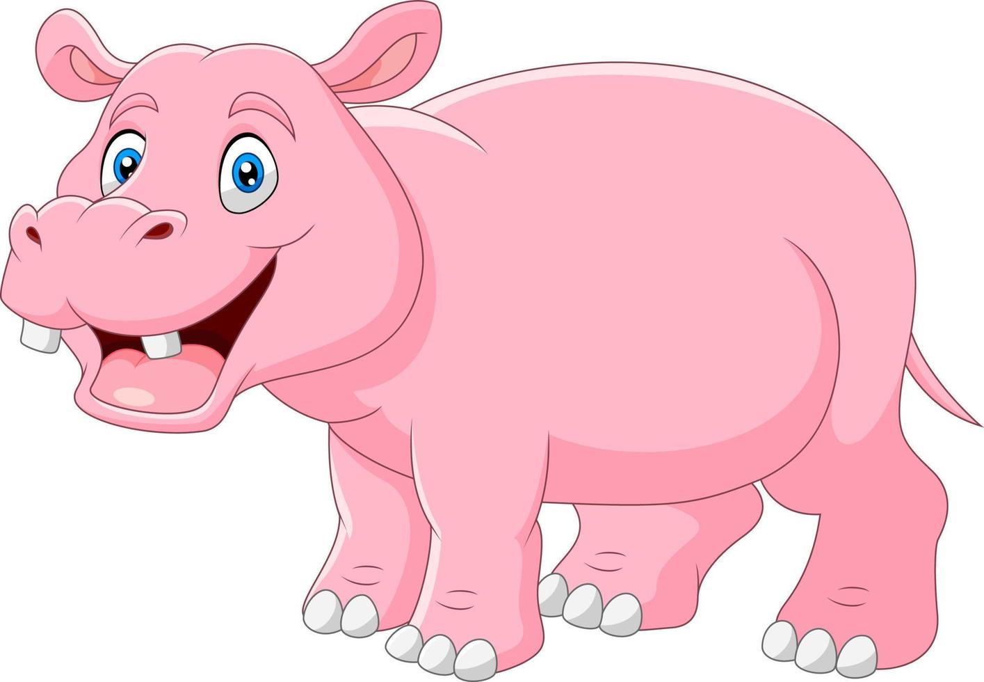 hippopotame de dessin animé avec la bouche ouverte vecteur