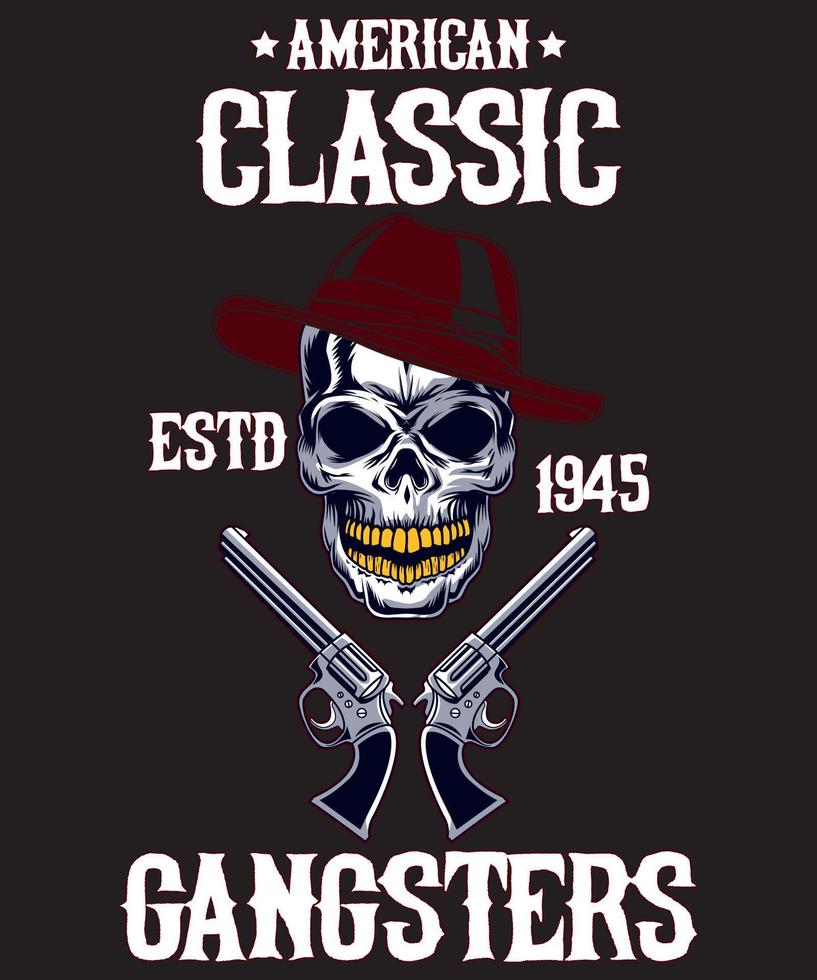 conception de t-shirt de gangsters classiques américains. vecteur