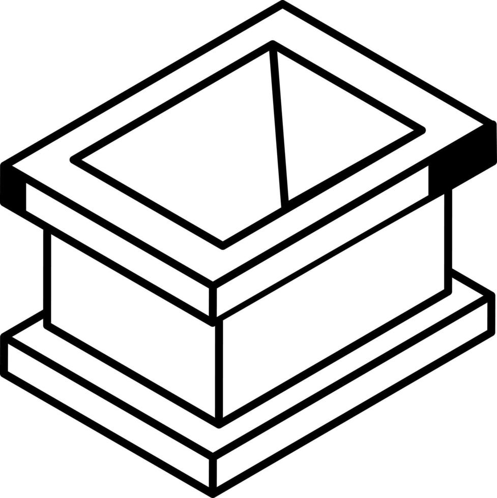 une icône de conception linéaire de boîte en bois vecteur