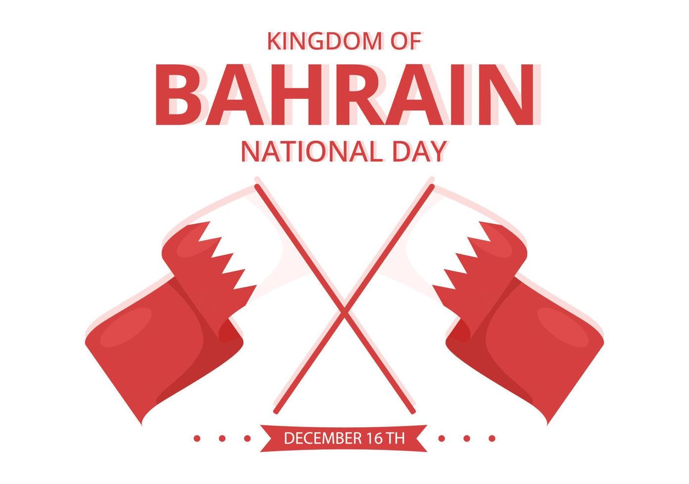 modèle de fête nationale ou de l'indépendance de bahreïn illustration plate de dessin animé dessiné à la main avec drapeau ondulé dans la conception de vacances patriotiques du 16 décembre vecteur