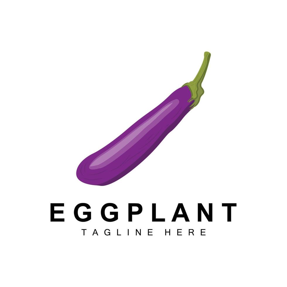 création de logo d'aubergine, illustration de légumes vecteur de plantation de légumes violets, modèle d'icône de marque de produit