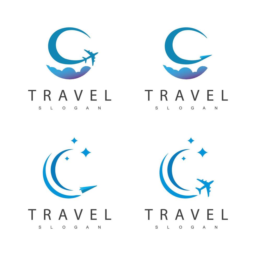 modèle de conception de logo de visite et de voyage vecteur