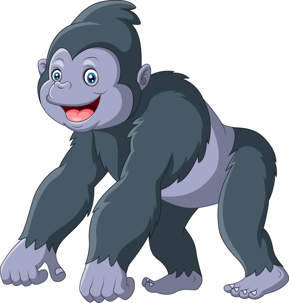 gorille drôle de dessin animé un sourire vecteur