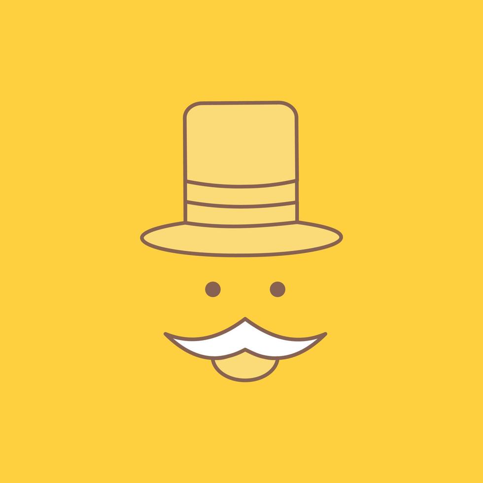 moustache. branché. movember. chapeau. icône remplie de ligne plate hommes. beau bouton logo sur fond jaune pour ui et ux. site web ou application mobile vecteur