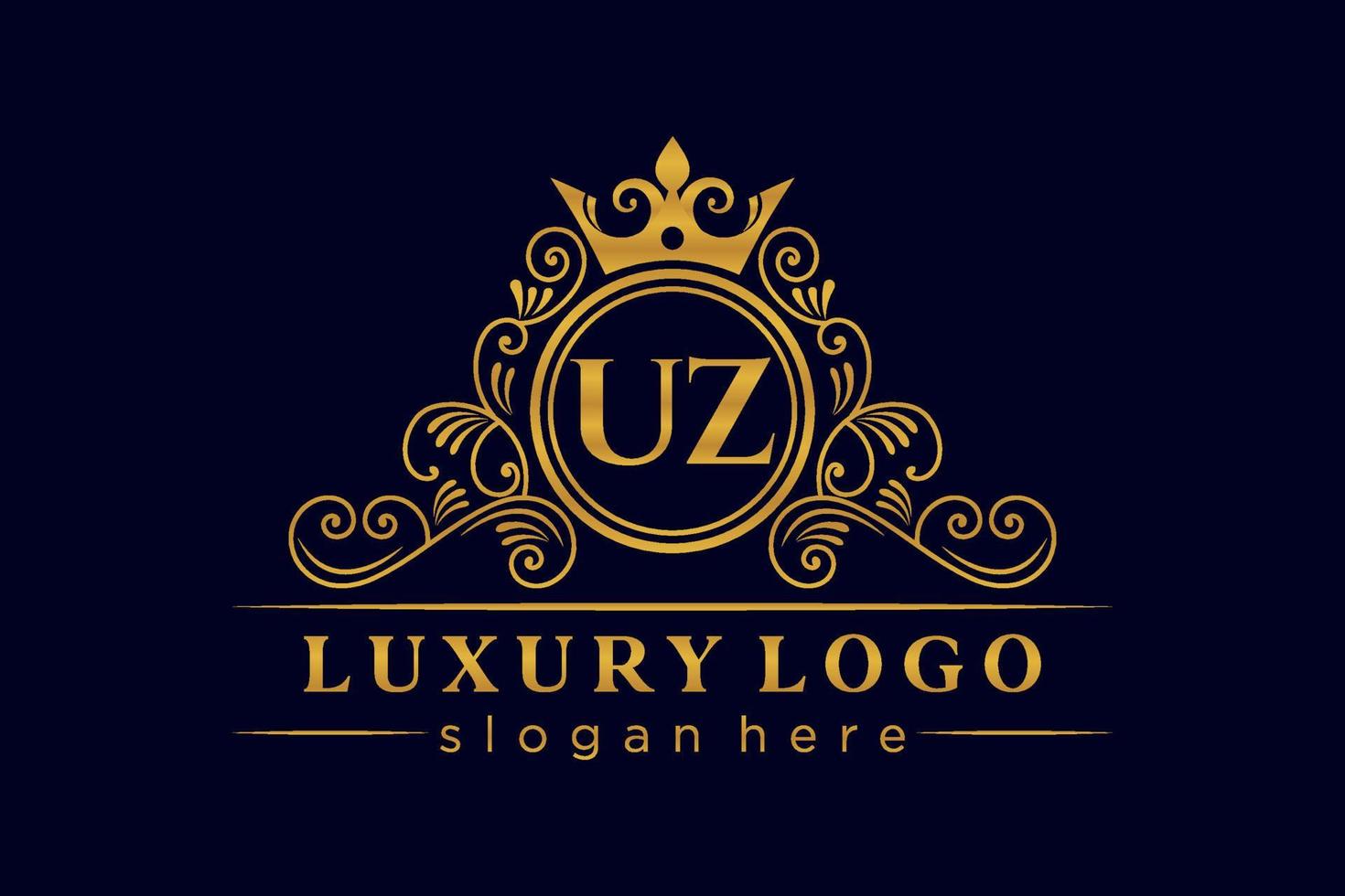 uz lettre initiale or calligraphique féminin floral monogramme héraldique dessiné à la main antique style vintage luxe logo design vecteur premium