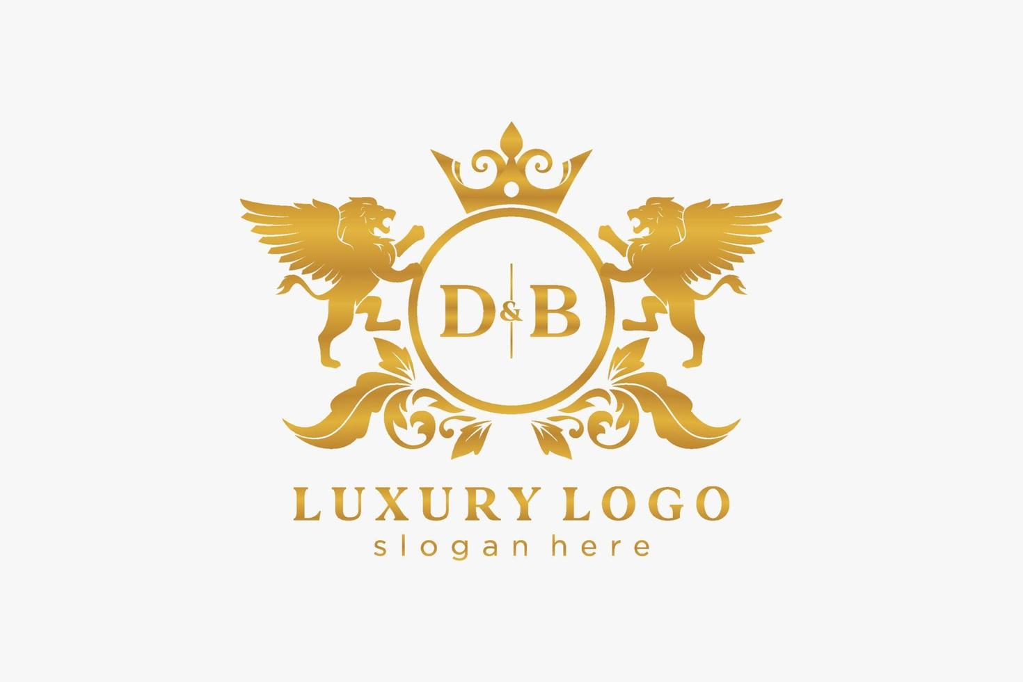 modèle initial de logo de luxe royal lion lettre db dans l'art vectoriel pour le restaurant, la royauté, la boutique, le café, l'hôtel, l'héraldique, les bijoux, la mode et d'autres illustrations vectorielles.