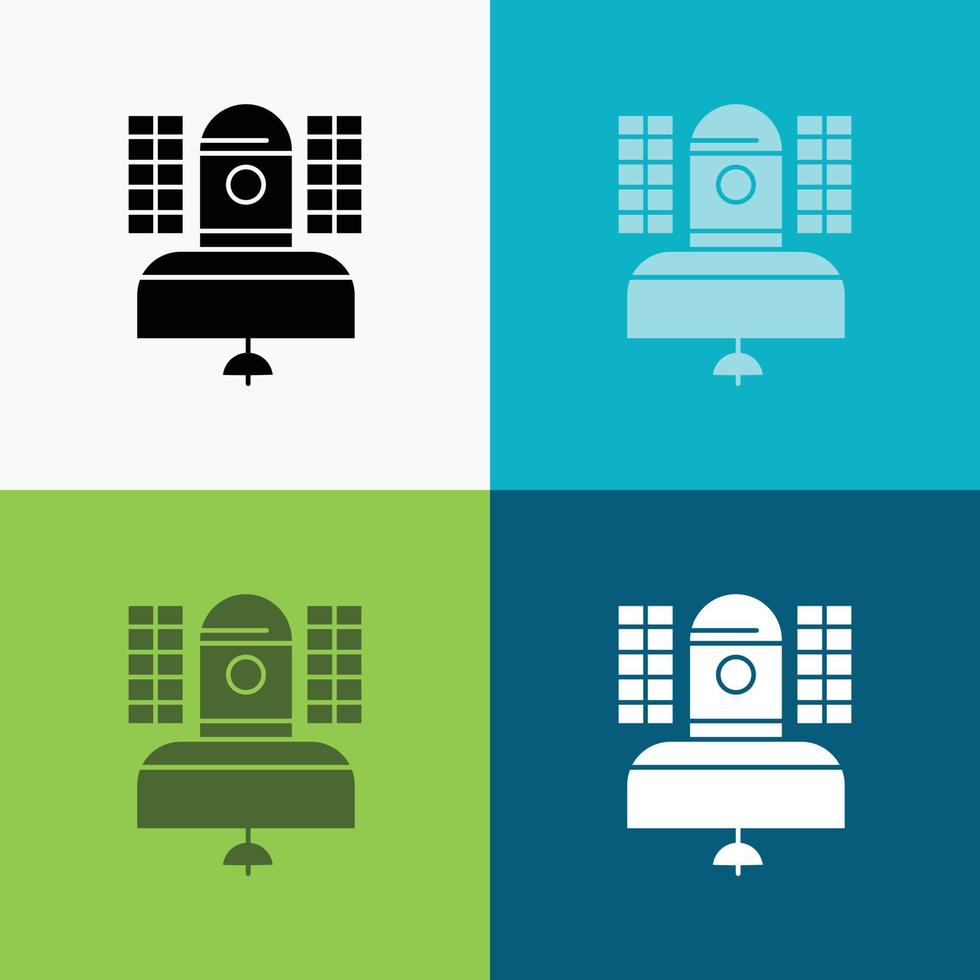 Satellite. diffuser. diffusion. la communication. icône de télécommunication sur divers arrière-plans. conception de style glyphe. conçu pour le web et l'application. illustration vectorielle eps 10 vecteur
