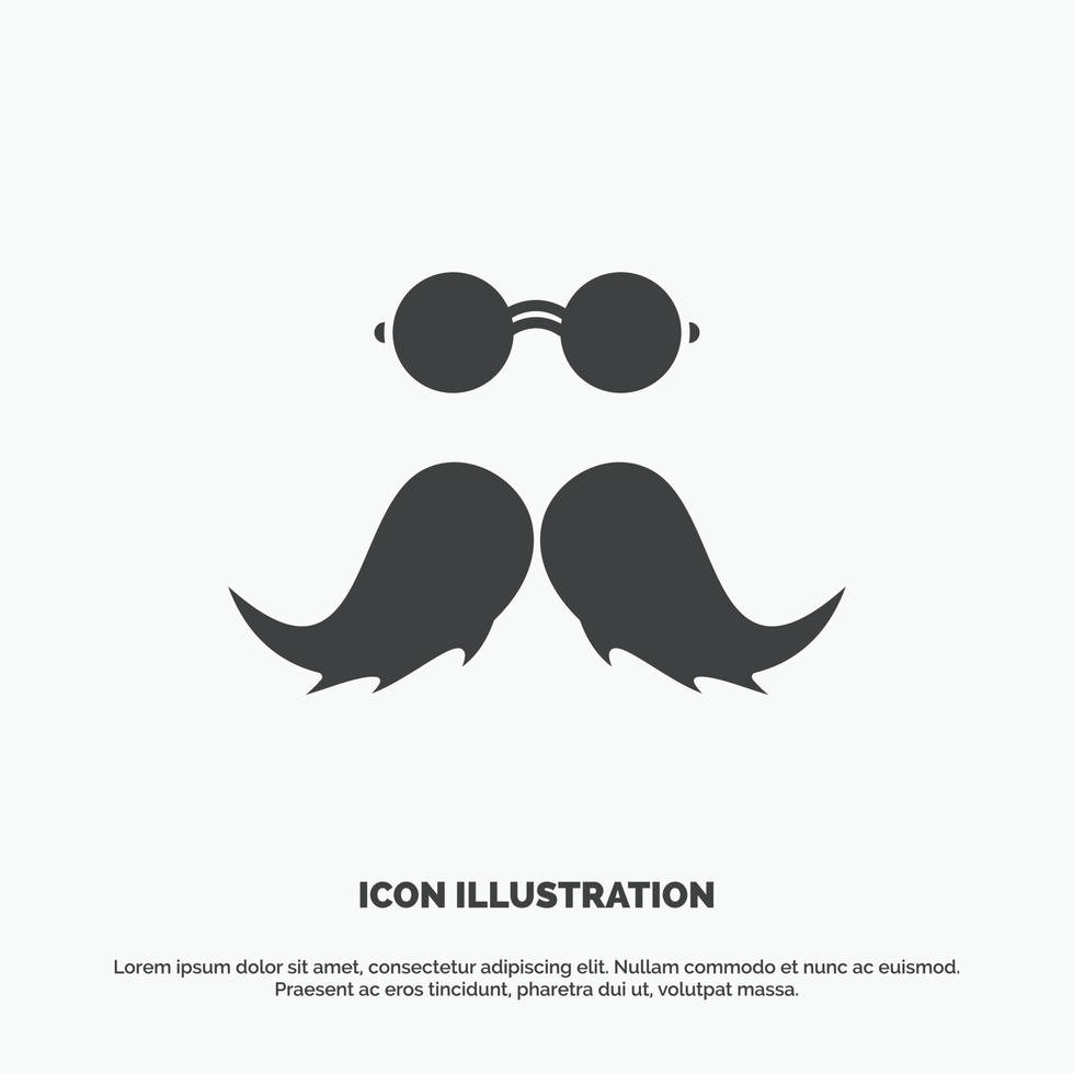 moustache. branché. movember. Masculin. icône des hommes. symbole gris de vecteur de glyphe pour ui et ux. site web ou application mobile