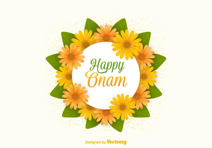 Vector Free Happy Onam Flowers Card