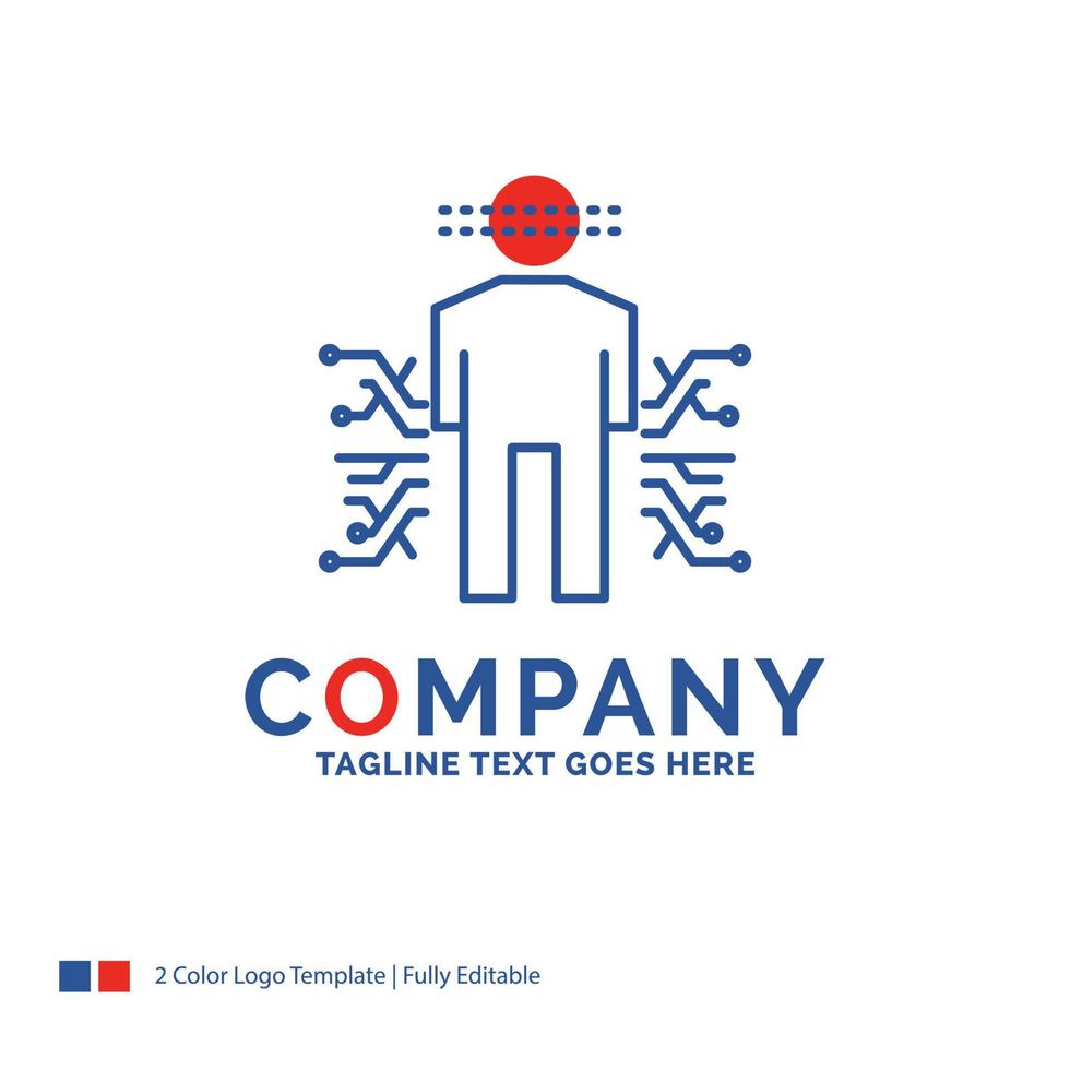 création du logo du nom de l'entreprise pour le capteur. corps. Les données. Humain. la science. conception de nom de marque bleu et rouge avec place pour le slogan. modèle de logo créatif abstrait pour petites et grandes entreprises. vecteur