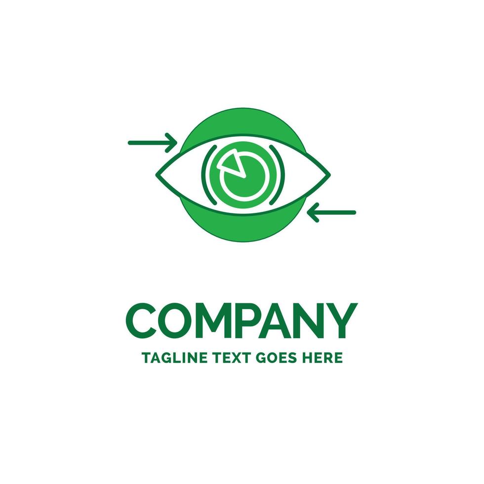 Entreprise. œil. commercialisation. vision. planifier le modèle de logo d'entreprise plat. conception de marque verte créative. vecteur