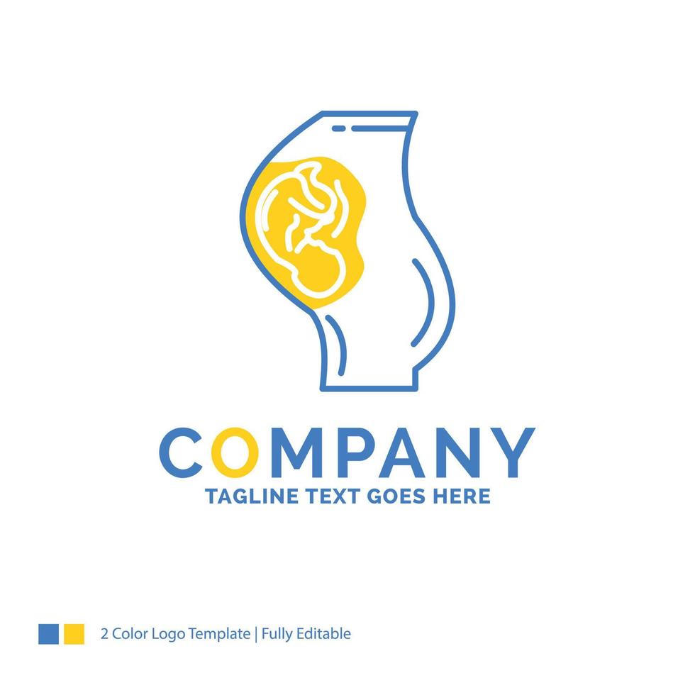 grossesse. Enceinte. bébé. obstétrique. modèle de logo d'entreprise jaune bleu mère. lieu de modèle de conception créative pour le slogan. vecteur