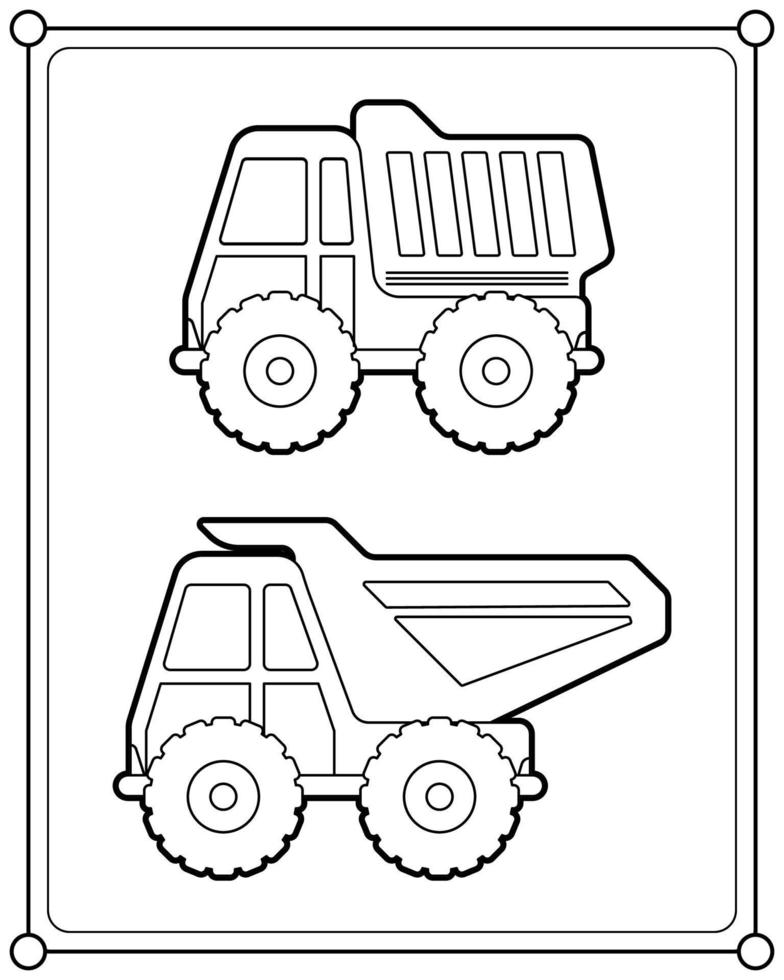 construction de camions adaptée à l'illustration vectorielle de la page de coloriage pour enfants vecteur