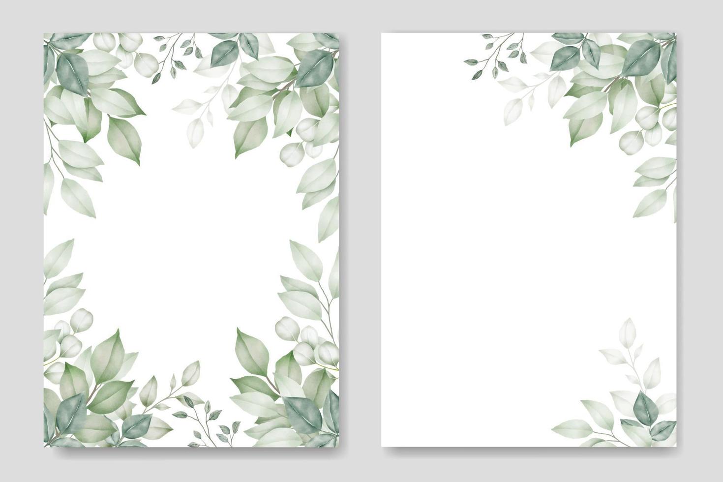 carte d'invitation de mariage feuille de verdure aquarelle vecteur