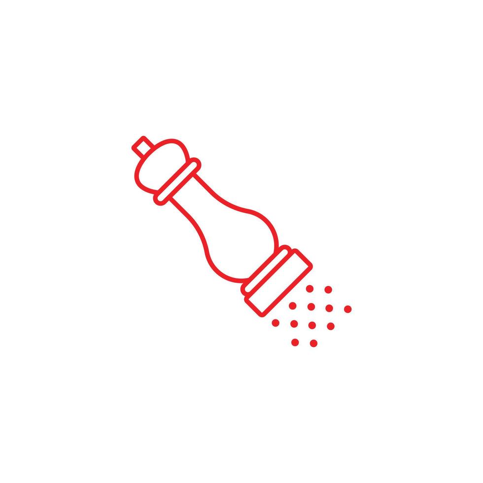 eps10 vecteur rouge moulin à poivre ou poivrière ligne icône isolé sur fond blanc. symbole de contour de sel ou d'épices dans un style moderne simple et plat pour la conception, le logo et l'application mobile de votre site Web