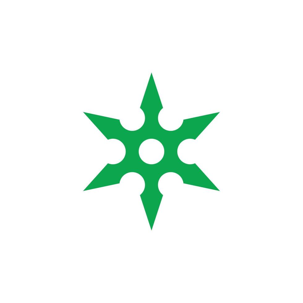 eps10 vecteur vert ninja shuriken jetant icône abstraite étoile isolé sur fond blanc. symbole de shuriken en métal dans un style moderne et plat simple pour la conception de votre site Web, votre logo et votre application mobile