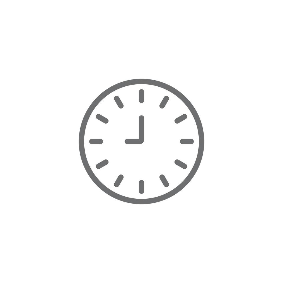 eps10 vecteur gris neuf ou 9 heures icône de ligne abstraite isolée sur fond blanc. symbole de contour d'horloge unique dans un style moderne simple et plat pour la conception de votre site Web, votre logo et votre application mobile