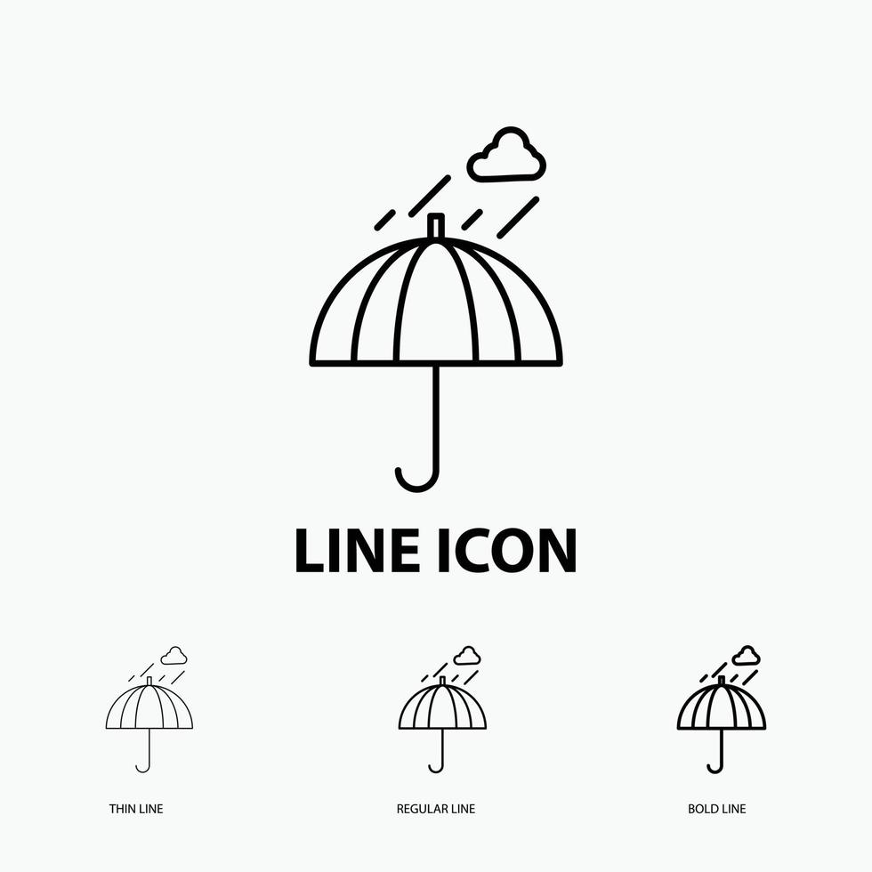 parapluie. camping. pluie. sécurité. icône météo mince. style de ligne régulier et audacieux. illustration vectorielle vecteur
