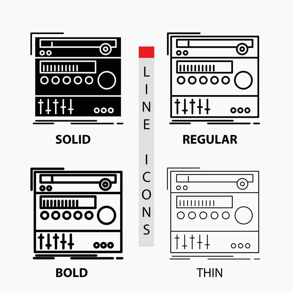 étagère. composant. module. du son. icône de studio en mince. habituel. ligne en gras et style de glyphe. illustration vectorielle vecteur