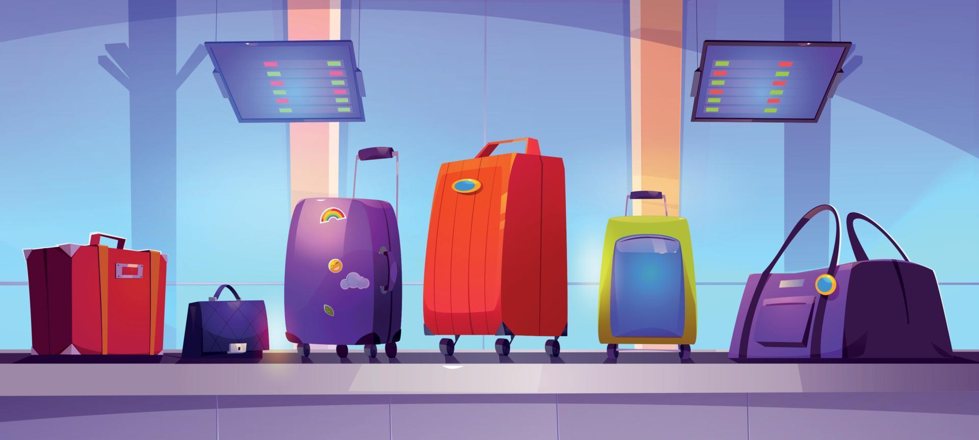 terminal de l'aéroport avec bagages sur tapis roulant vecteur