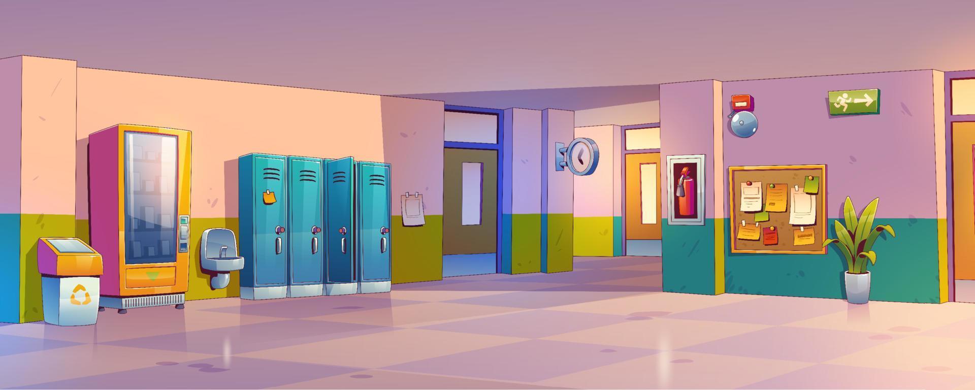 couloir de l'école, intérieur du couloir avec casiers vecteur
