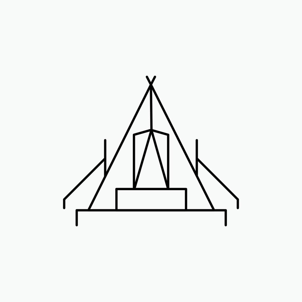 tente. camping. camp. site de camp. icône de ligne extérieure. illustration vectorielle isolée vecteur