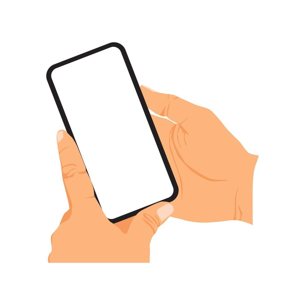 illustration vectorielle d'une personne tenant un téléphone intelligent, main tenant un téléphone intelligent vecteur