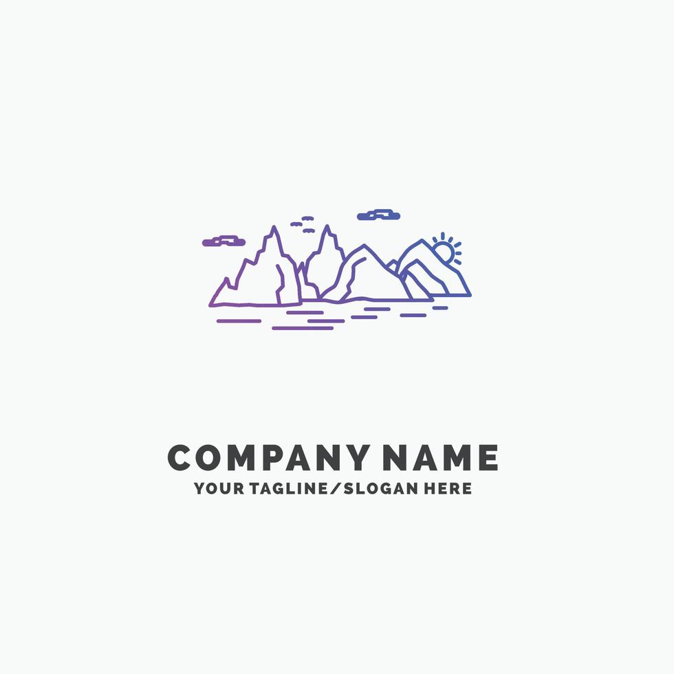 Montagne. colline. paysage. la nature. modèle de logo d'entreprise violet falaise. place pour le slogan vecteur