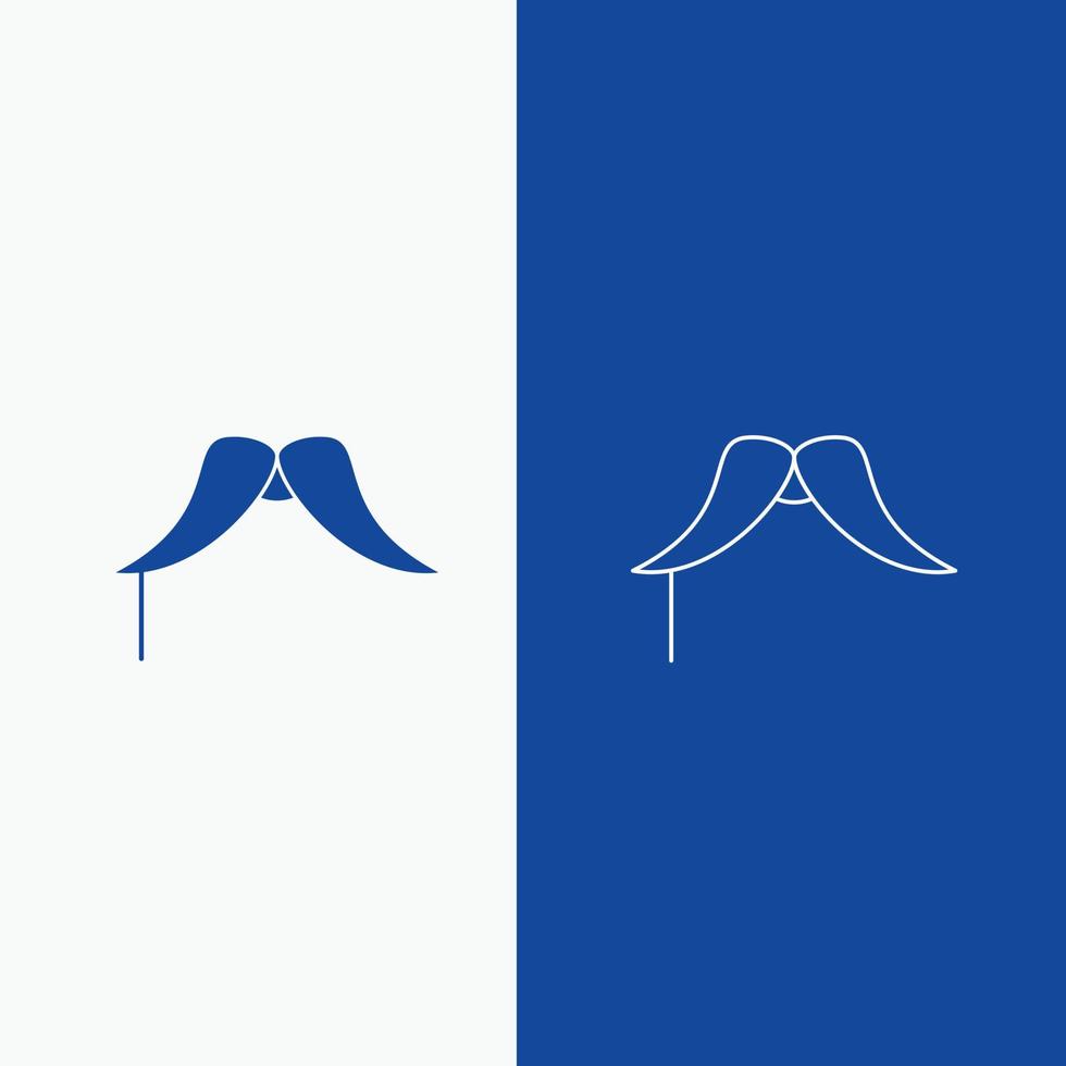 moustache. branché. movember. Masculin. ligne d'hommes et bouton web glyphe en bannière verticale de couleur bleue pour ui et ux. site web ou application mobile vecteur