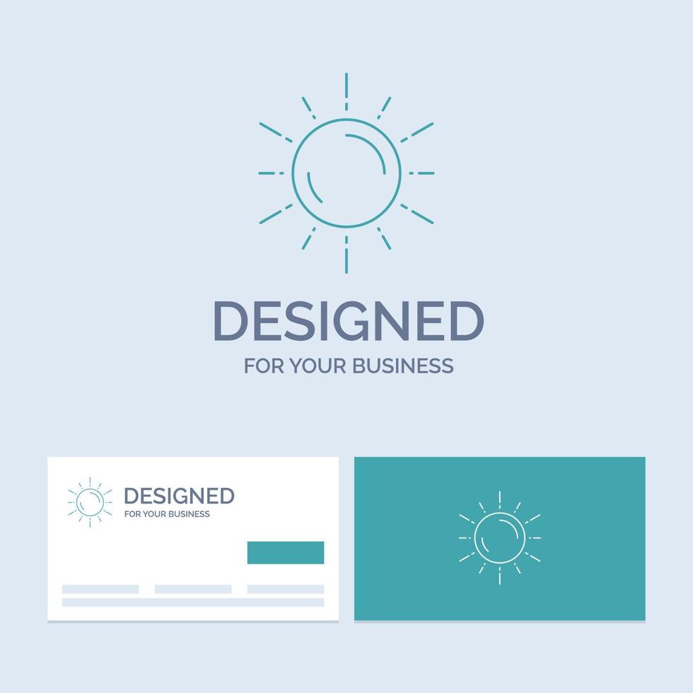 Soleil. espace. planète. astronomie. symbole d'icône de ligne de logo d'entreprise météo pour votre entreprise. cartes de visite turquoise avec modèle de logo de marque vecteur