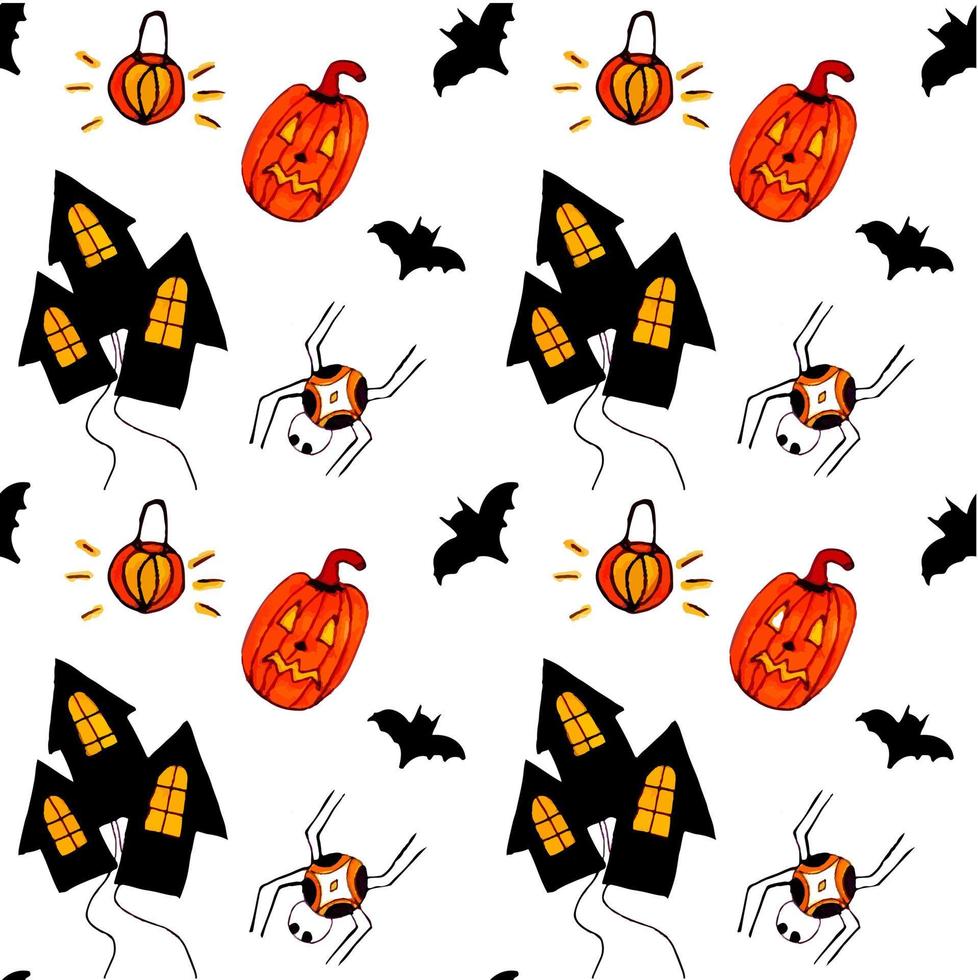 halloween éléments modèle doodle halloween couleur vacances attributs vecteur