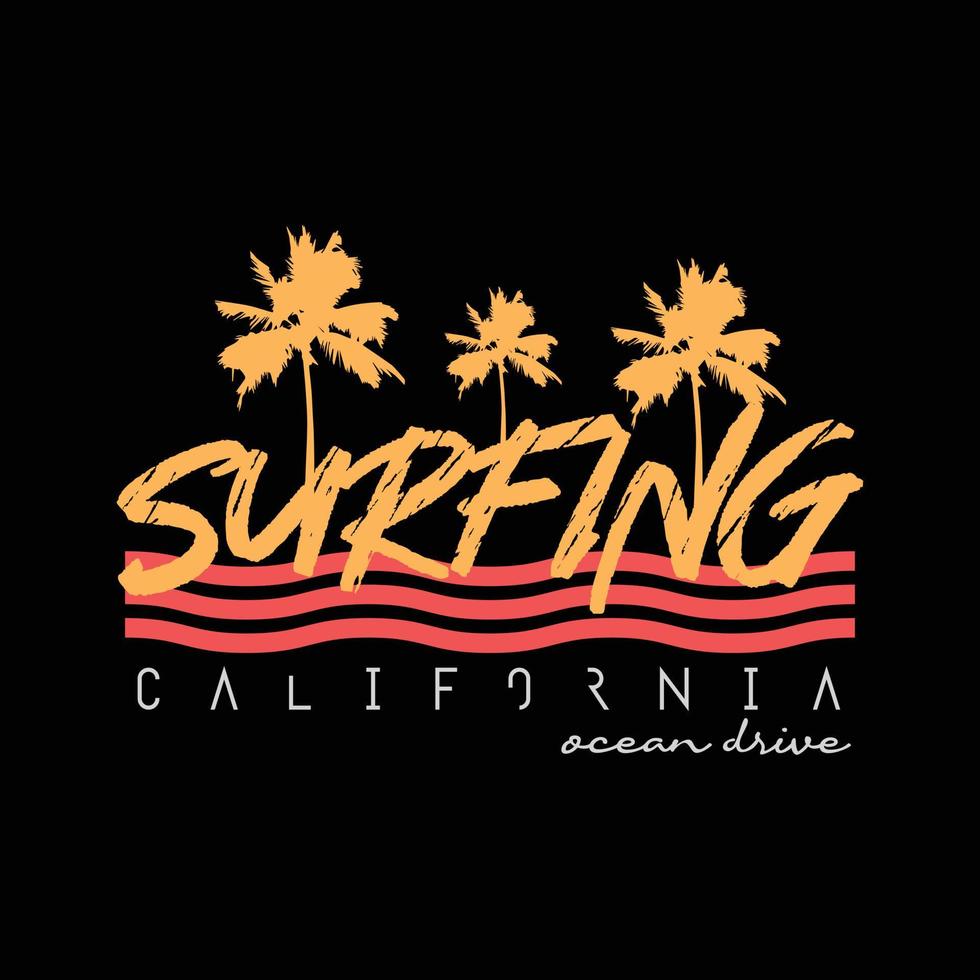 typographie d'illustration de plage d'été surf californie. parfait pour la conception de t-shirt vecteur