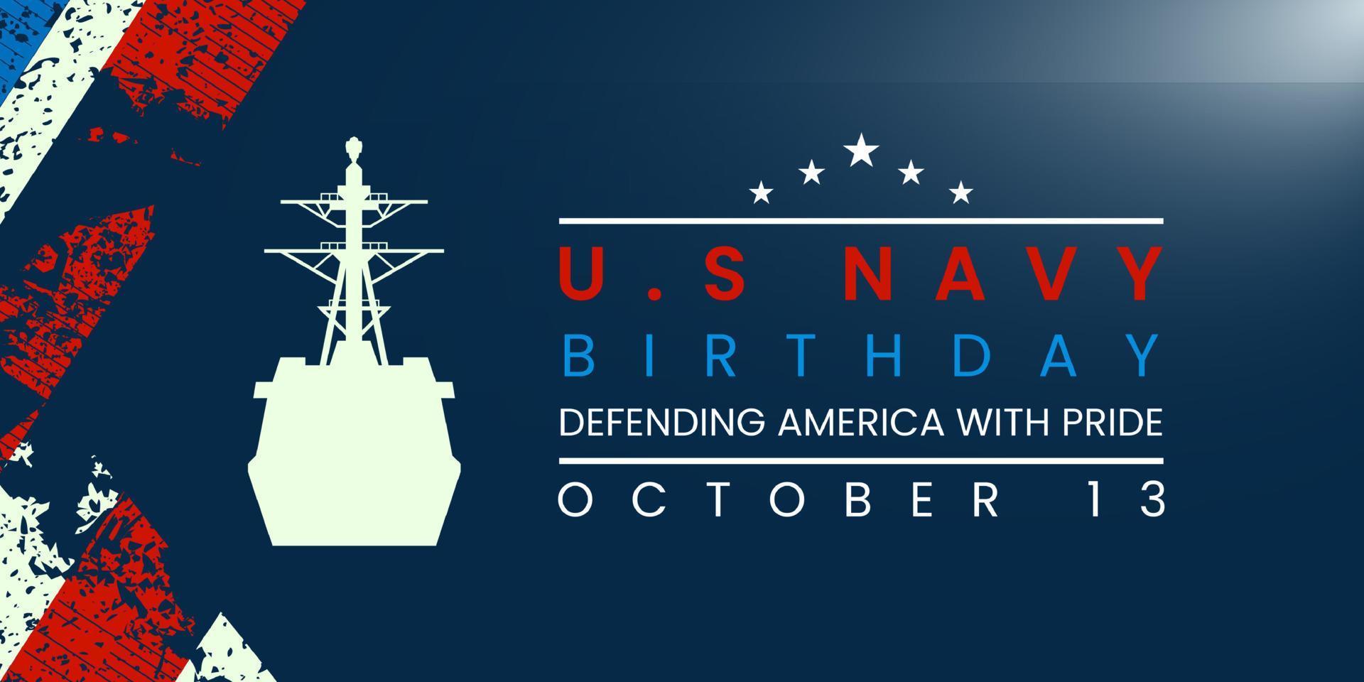 l'anniversaire de la marine américaine le 13 octobre. naissance de la marine. arrière-plan, affiche, carte de voeux, conception de bannière. vecteur