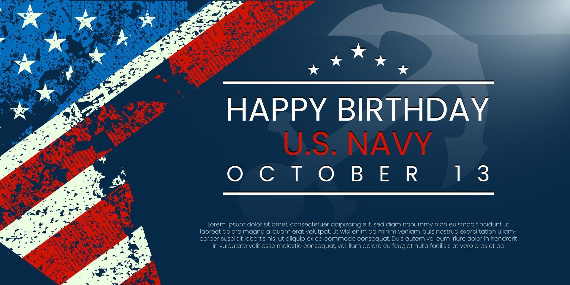 joyeux anniversaire marine des états-unis. illustration vectorielle. adapté à l'affiche, aux bannières, à la campagne et aux salutations. vecteur