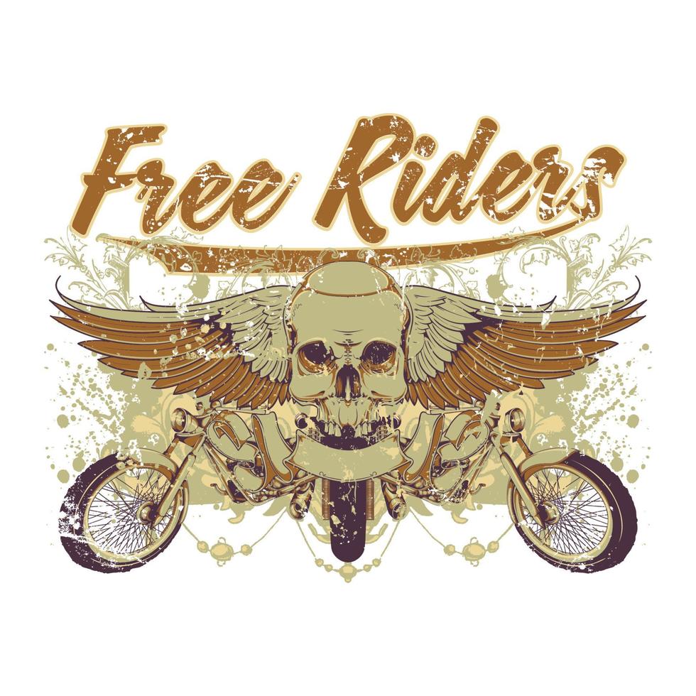 conception de t-shirt free riders. peut être utilisé pour l'impression de t-shirts, l'impression de tasses, les oreillers, la conception d'impressions de mode, les vêtements pour enfants, les baby showers, les salutations et les cartes postales. conception de t-shirt vecteur