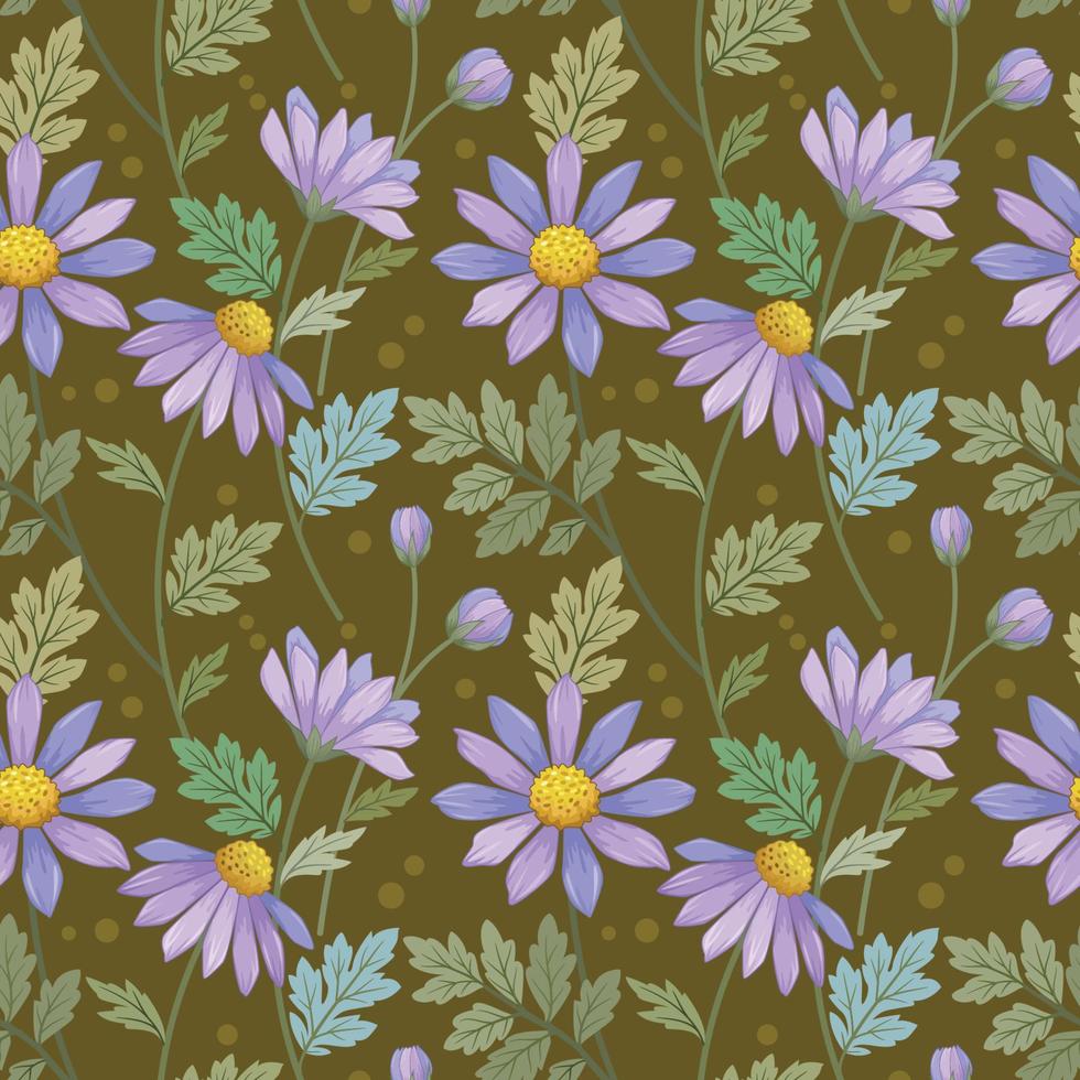 modèle sans couture de fleurs de marguerites violettes. vecteur