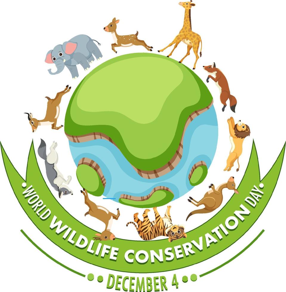 modèle d'affiche de la journée mondiale de la conservation de la faune vecteur