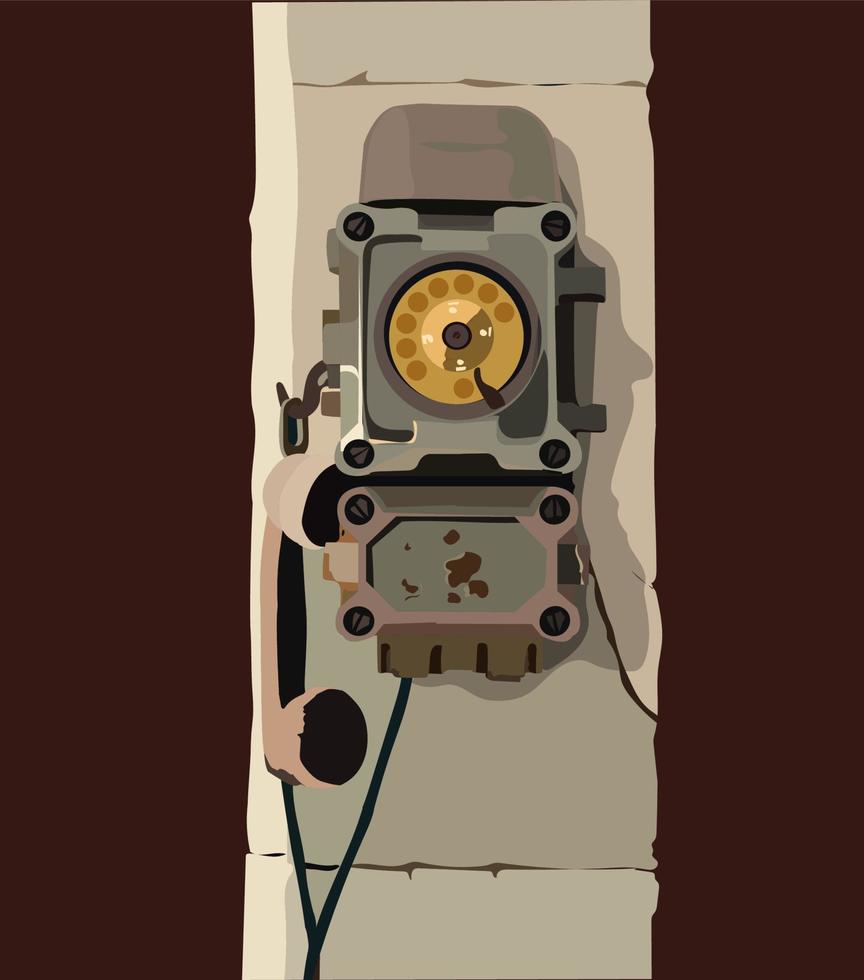 illustration d'un vieux téléphone, avec une couleur marron lui donnant une sensation classique et vintage vecteur