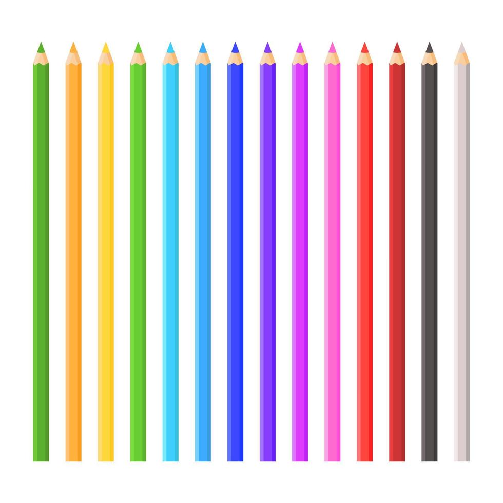 grande collection de crayons de couleur. illustration vectorielle. vecteur