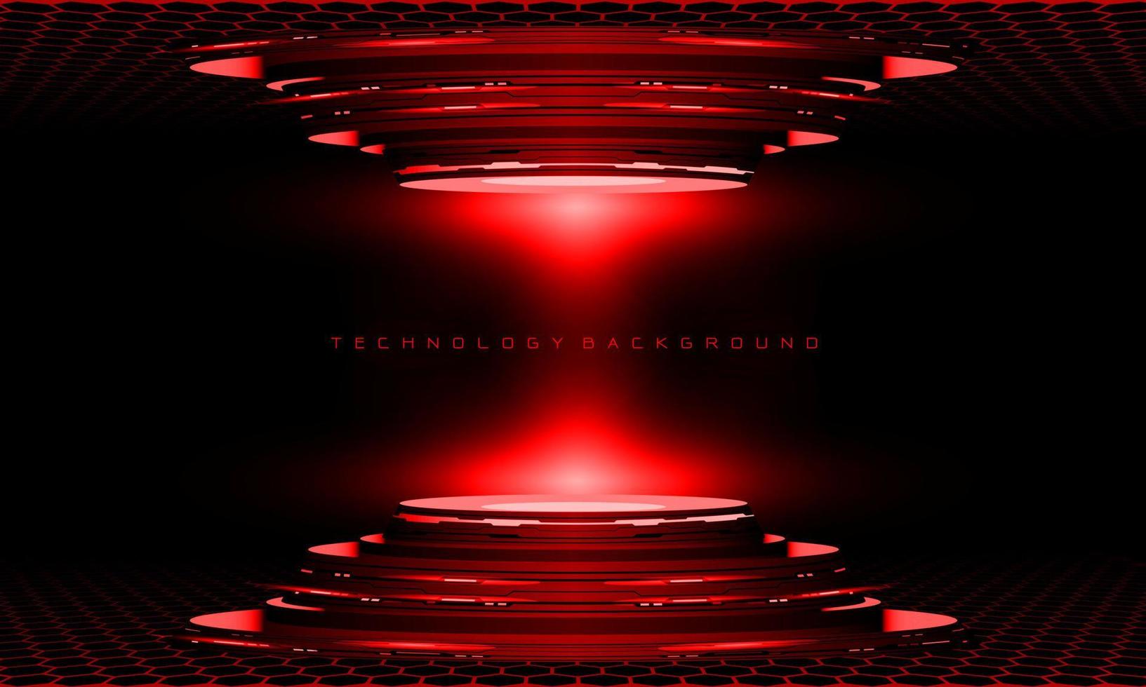 abstrait 3d rouge cyber géométrique cyber technologie futuriste stade sur fond noir design moderne vecteur