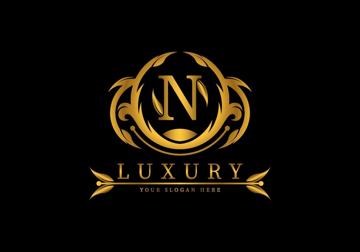 décoration de modèle de logo de luxe lettre n vecteur