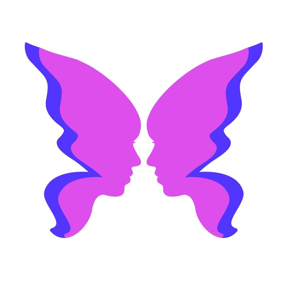 papillon. modèle de logo vectoriel. illustration de belle jeune femme. vecteur