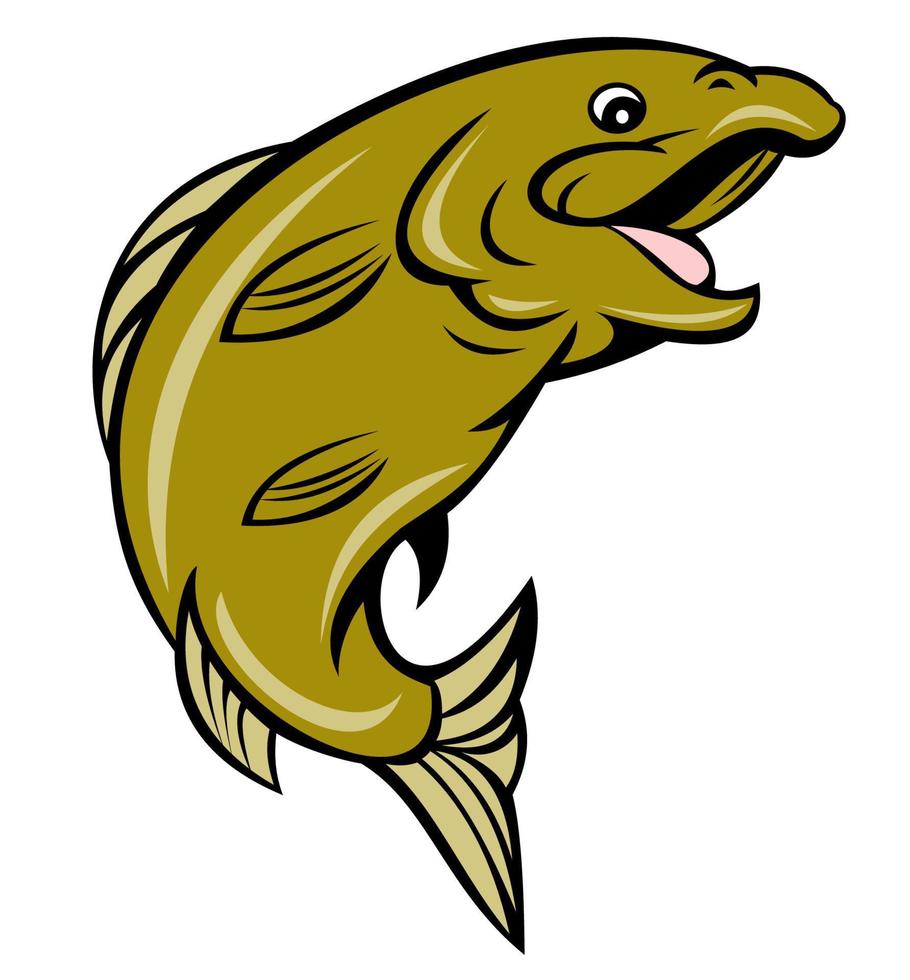 dessin animé truite poisson sautant côté vecteur