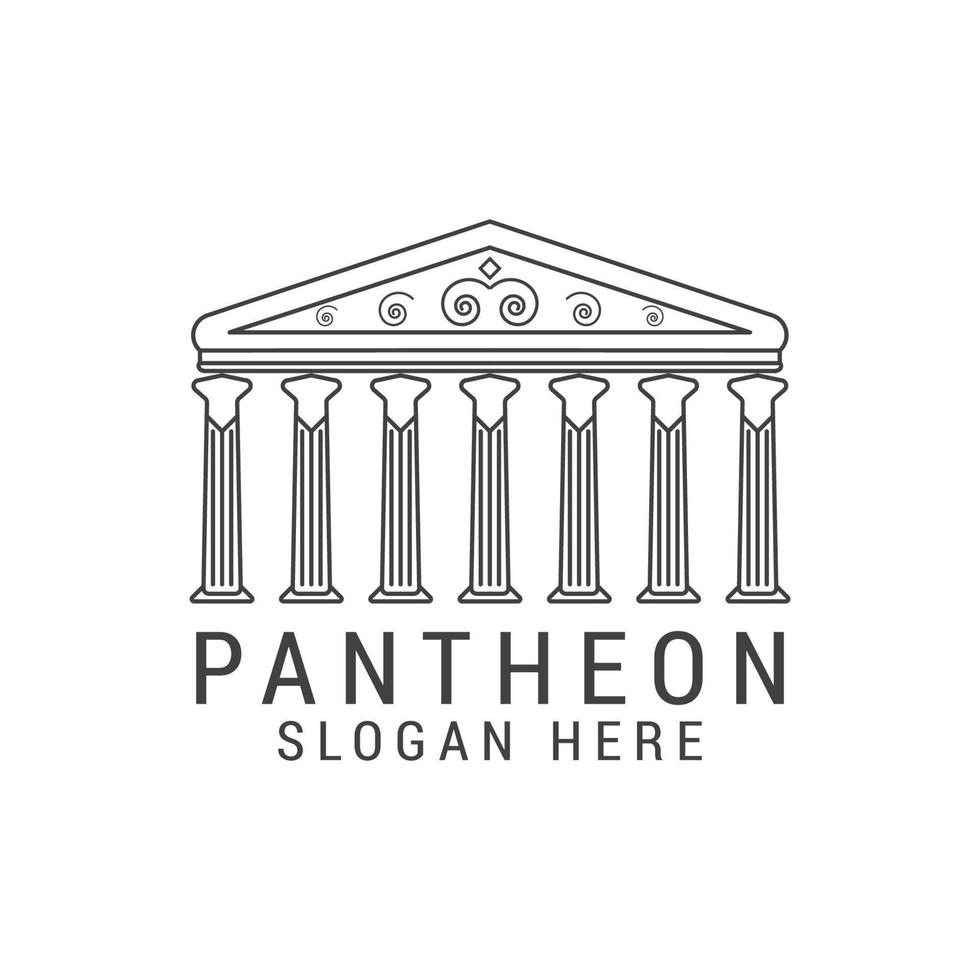 modèle de conception de logo icône panthéon. luxe, vecteur