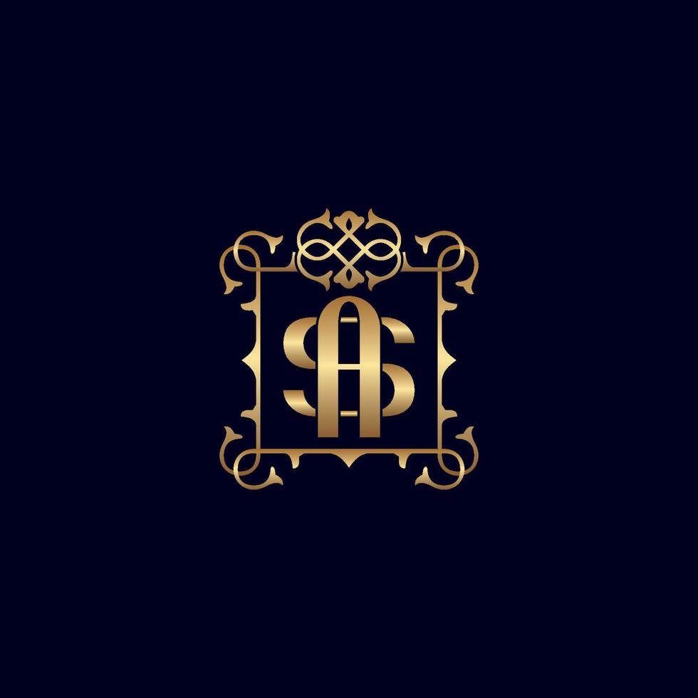 sa ou comme logo de luxe royal orné d'or vecteur