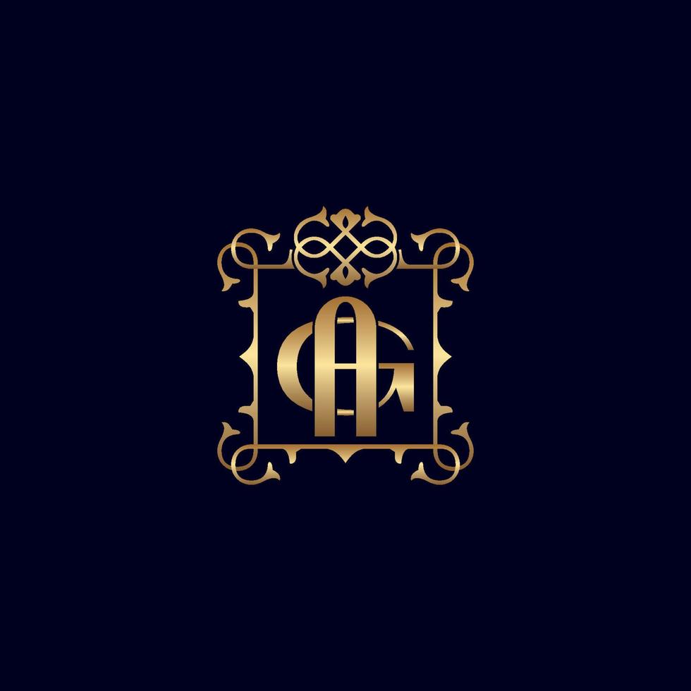 ag ou ga logo de luxe royal orné d'or vecteur