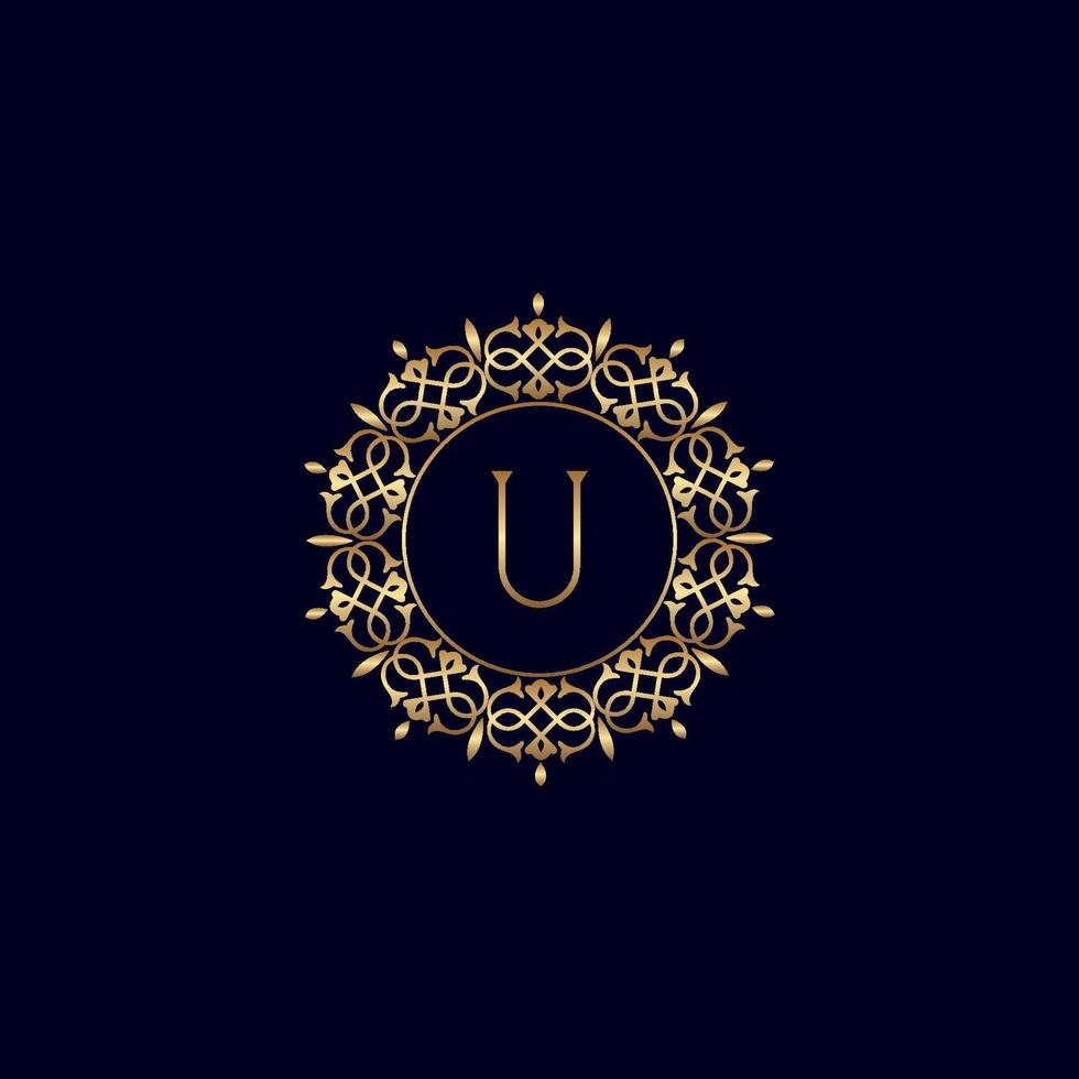 u logo de luxe royal orné d'or vecteur