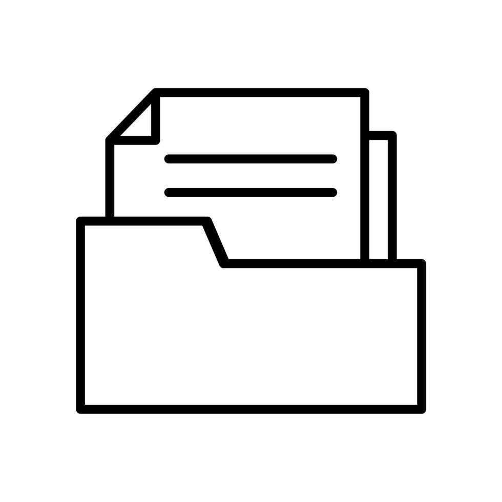 icône de contour de dossier de document vecteur