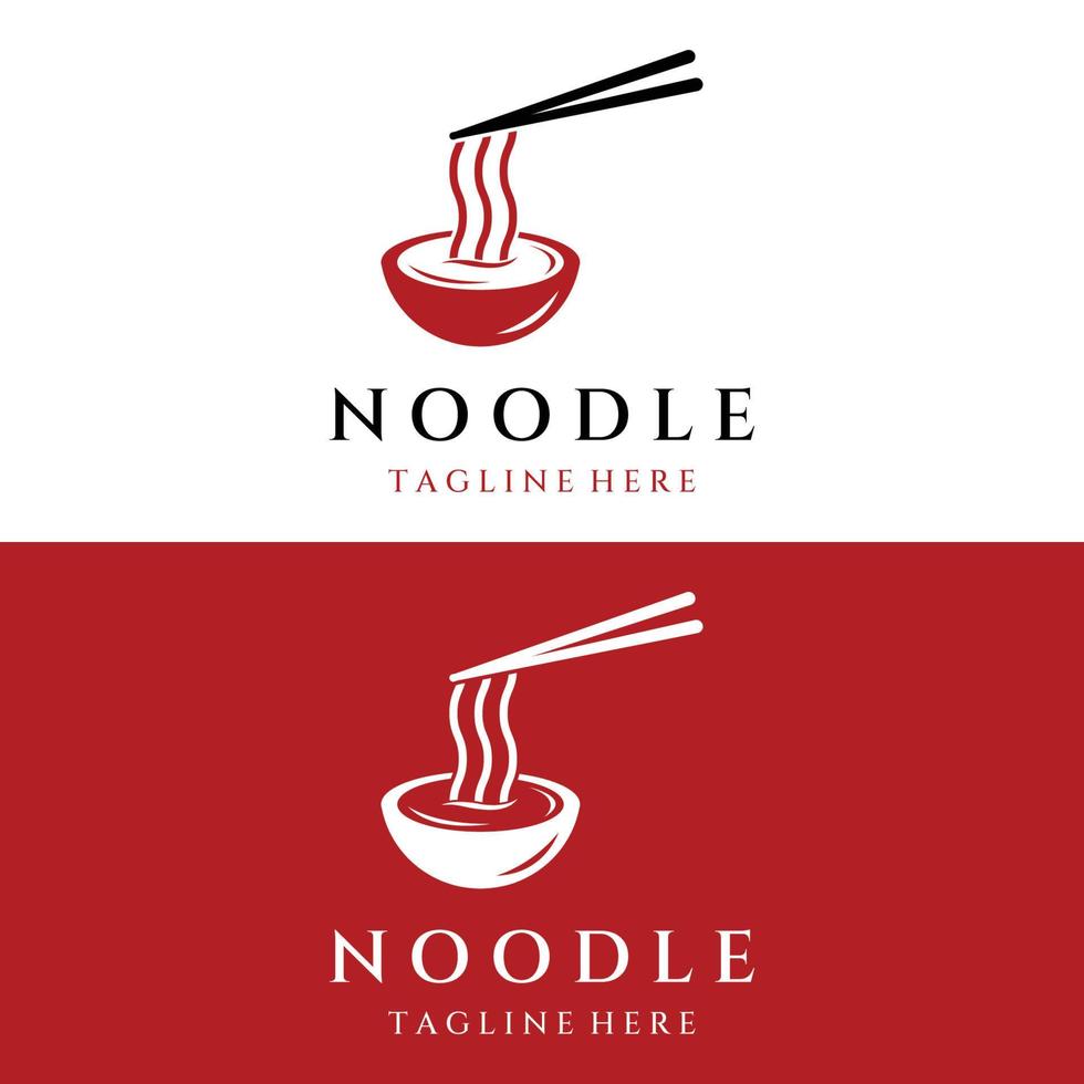 modèle de conception de logo pour de délicieuses soupes de nouilles chinoises et japonaises et des plats de ramen types d'aliments asiatiques. logos pour entreprises, restaurants, cafés et magasins. vecteur